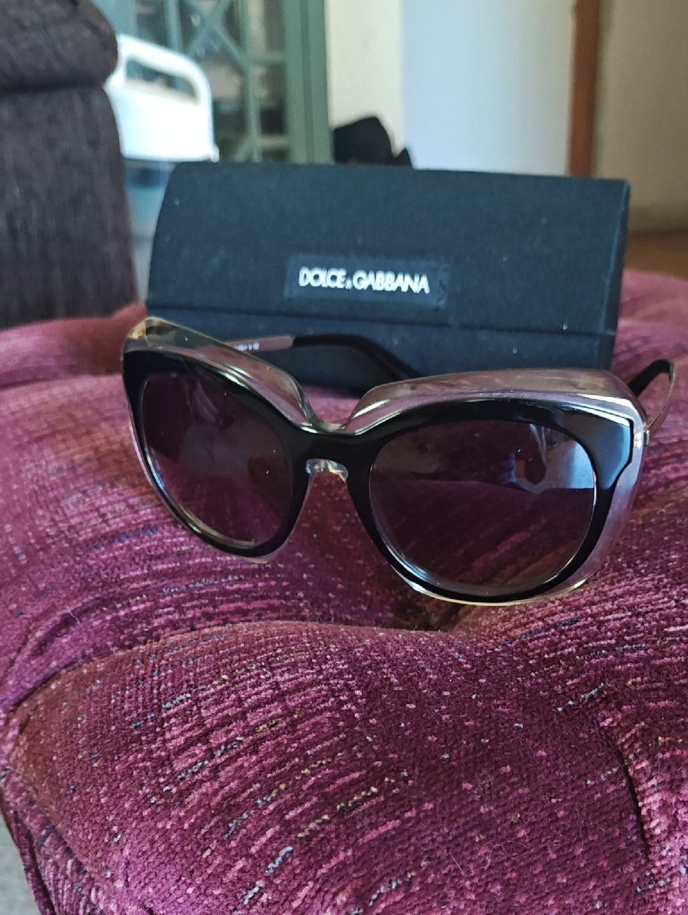 Dolce & Gabbana Black Oversized Cat-Eye Sunglasses with Dark Lenses